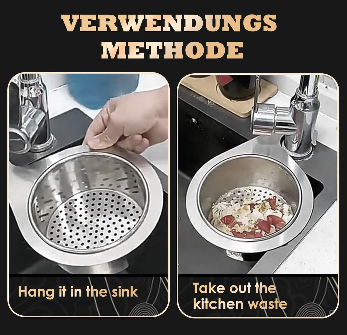🎁Stainless steel drain basket for kitchen sink